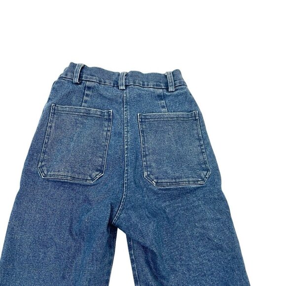 Loup Straight Leg Button Fly Stretch Denim Jeans Medium Blue Wash size XS - Picture 7 of 10